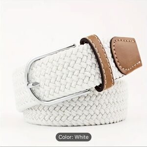 Brand New! White elastic braided belt